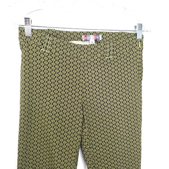 Urban Outfitters Eva Retro Geo Flared Olive Green Low Rise Y2K Trouser Pants - Picture 7 of 11